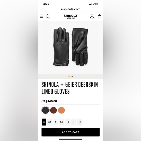 Shinola Detroit x Geier Leather Deerskin lined gloves — sz 7 — worn twice - Picture 2 of 8